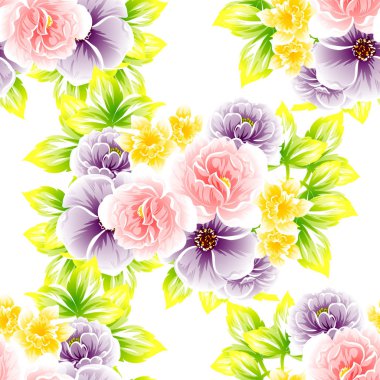 Sorunsuz vintage tarzı çiçek deseni. Renkli çiçek öğeleri