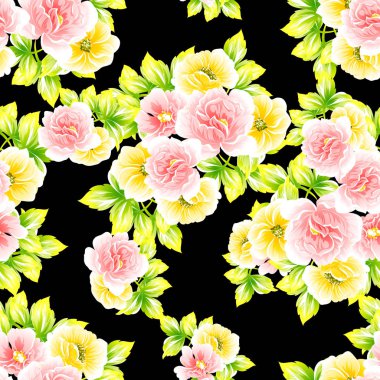 Sorunsuz vintage tarzı çiçek deseni. Renkli çiçek öğeleri