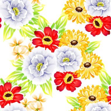 Sorunsuz vintage tarzı çiçek deseni. Renkli çiçek öğeleri