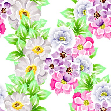 Sorunsuz vintage tarzı çiçek deseni. Renkli çiçek öğeleri