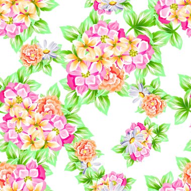 Sorunsuz vintage tarzı çiçek deseni. Renkli çiçek öğeleri