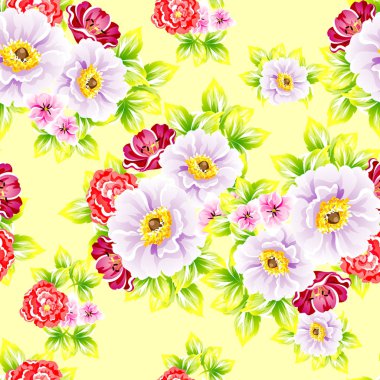 Sorunsuz vintage tarzı çiçek deseni. Renkli çiçek öğeleri