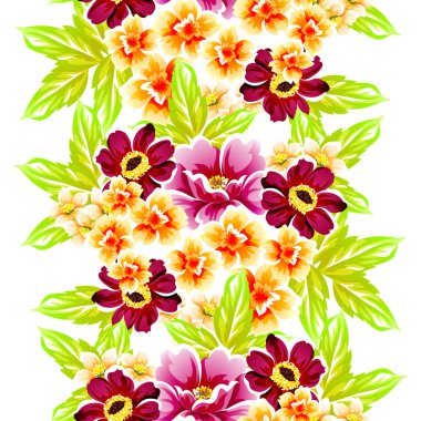 Sorunsuz vintage tarzı çiçek deseni. Renkli çiçek öğeleri
