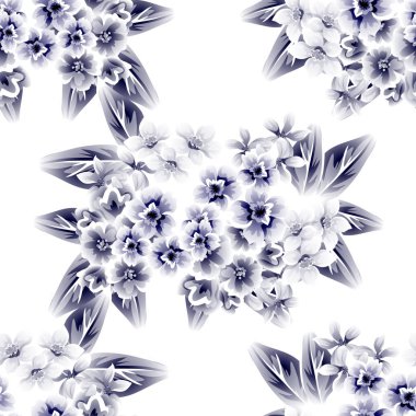 Sorunsuz vintage tarzı çiçek deseni. Kontur çiçek öğeleri