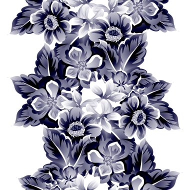 Sorunsuz vintage tarzı çiçek deseni. Kontur çiçek öğeleri