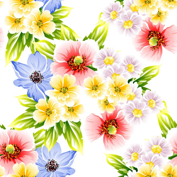 Naadloze Vintage Stijl Bloemenpatroon Floral Elementen Kleur — Stockvector