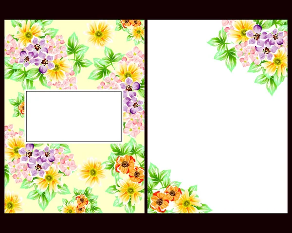Conjunto Tarjetas Boda Flores Estilo Vintage Elementos Florales Color — Vector de stock