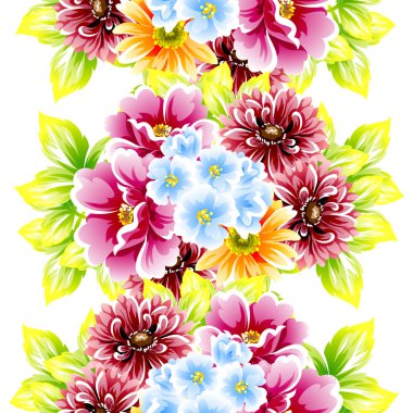 Sorunsuz vintage tarzı çiçek deseni. Renkli çiçek öğeleri