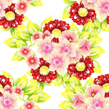 Sorunsuz vintage tarzı çiçek deseni. Renkli çiçek öğeleri