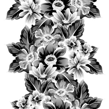 Sorunsuz vintage tarzı çiçek deseni. Kontur çiçek öğeleri