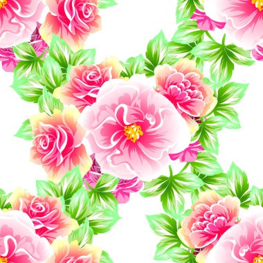 Sorunsuz vintage tarzı çiçek deseni. Renkli çiçek öğeleri