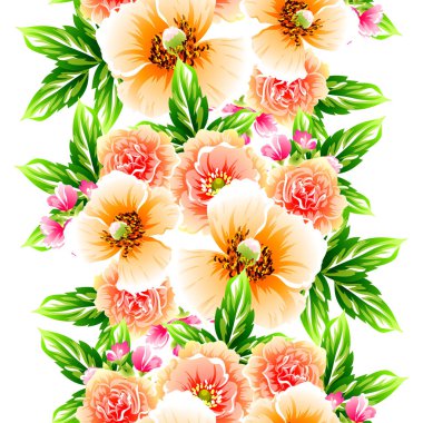 Sorunsuz vintage tarzı çiçek deseni. Renkli çiçek öğeleri