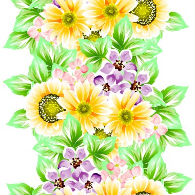 Sorunsuz vintage tarzı çiçek deseni. Renkli çiçek öğeleri