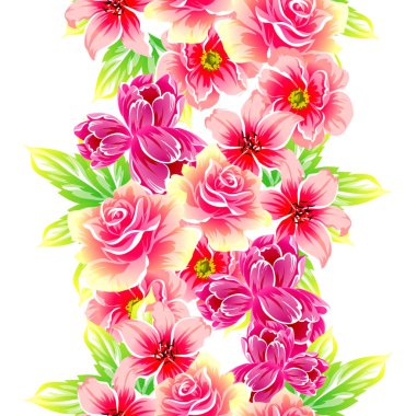 Sorunsuz vintage tarzı çiçek deseni. Renkli çiçek öğeleri