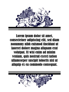 Vintage tarzı süslü çiçek düğün kartı. Kontur çiçek öğeleri