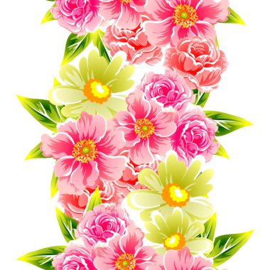 Sorunsuz vintage tarzı çiçek deseni. Renkli çiçek öğeleri