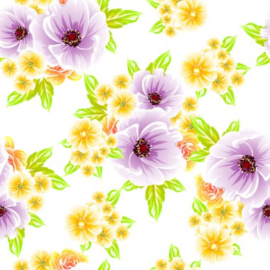 Sorunsuz vintage tarzı çiçek deseni. Renkli çiçek öğeleri
