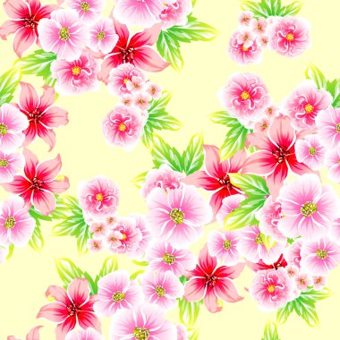 Sorunsuz vintage tarzı çiçek deseni. Renkli çiçek öğeleri