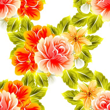 Sorunsuz vintage tarzı çiçek deseni. Renkli çiçek öğeleri