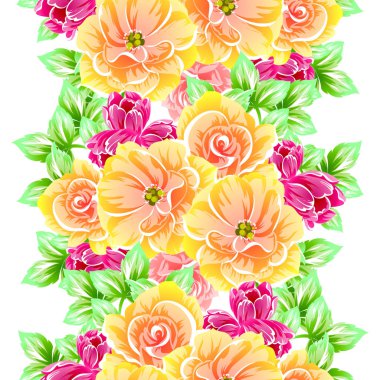Sorunsuz vintage tarzı çiçek deseni. Renkli çiçek öğeleri