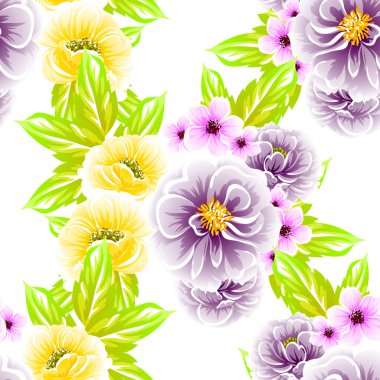 Sorunsuz vintage tarzı çiçek deseni. Renkli çiçek öğeleri