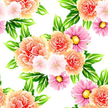 Sorunsuz vintage tarzı çiçek deseni. Renkli çiçek öğeleri
