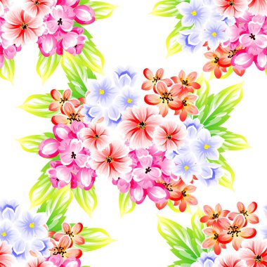 Sorunsuz vintage tarzı çiçek deseni. Renkli çiçek öğeleri