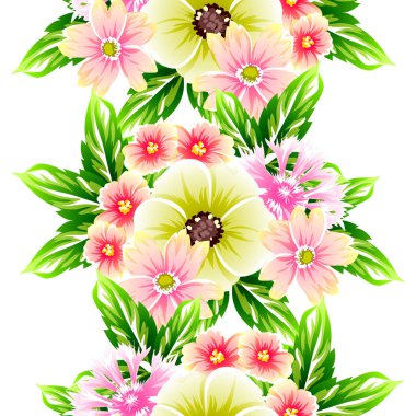 Sorunsuz vintage tarzı çiçek deseni. Renkli çiçek öğeleri