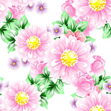 Sorunsuz vintage tarzı çiçek deseni. Renkli çiçek öğeleri