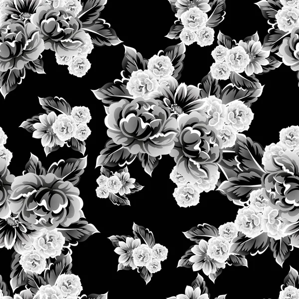 Patrón Flores Estilo Vintage Sin Costuras Elementos Florales Contorno — Archivo Imágenes Vectoriales