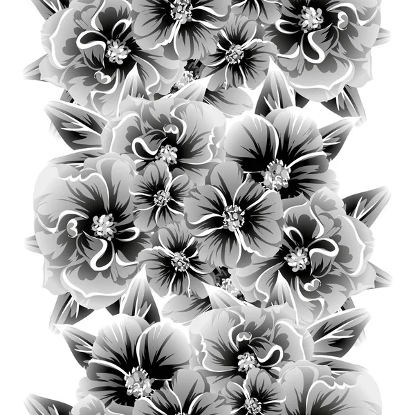 Patrón Flores Estilo Vintage Sin Costuras Elementos Florales Contorno — Vector de stock