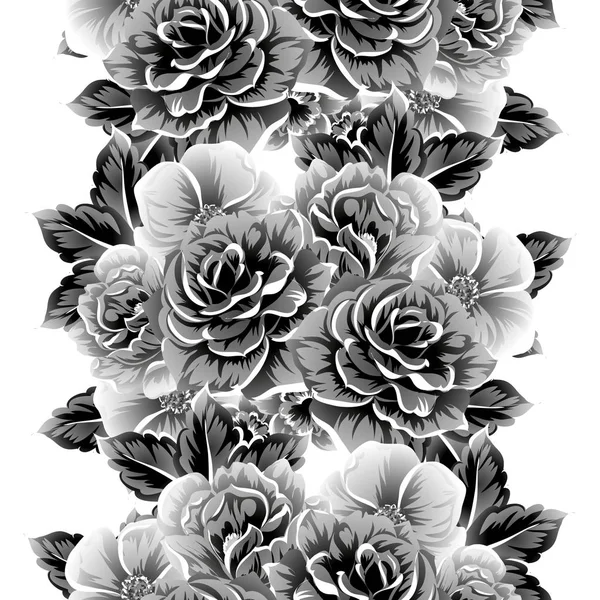 Modèle Fleur Style Vintage Sans Couture Éléments Floraux Dans Contour — Image vectorielle