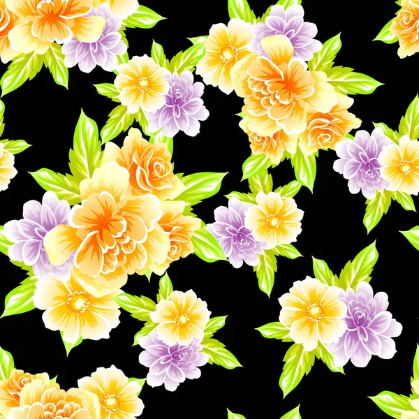 Patrón Flores Estilo Vintage Sin Costuras Elementos Florales Color — Vector de stock