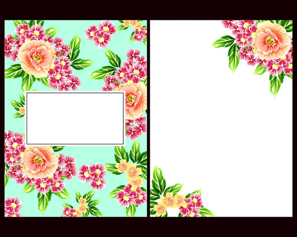 Conjunto Tarjetas Boda Flores Estilo Vintage Elementos Florales Color — Vector de stock