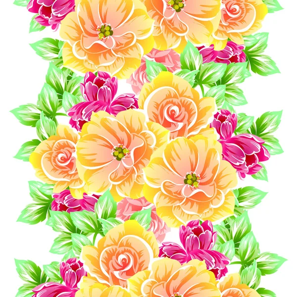 Patrón Flores Estilo Vintage Sin Costuras Elementos Florales Color — Vector de stock