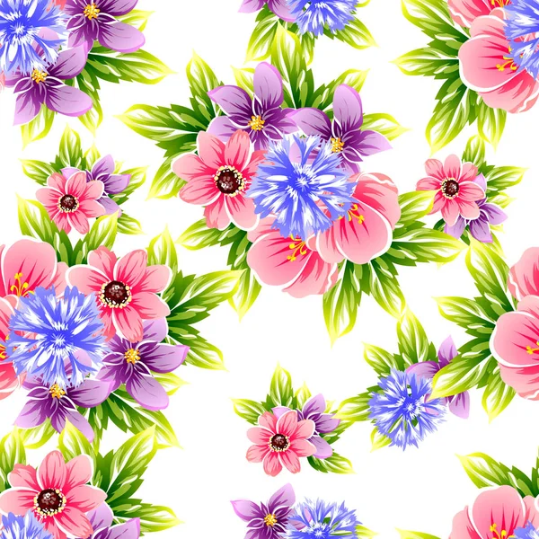 Naadloze Vintage Stijl Bloemenpatroon Floral Elementen Kleur — Stockvector