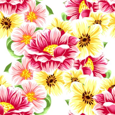 Sorunsuz vintage tarzı çiçek deseni. Renkli çiçek öğeleri