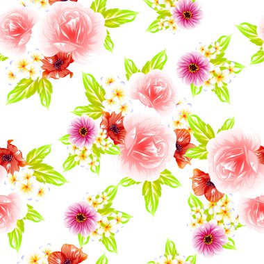 Sorunsuz vintage tarzı çiçek deseni. Renkli çiçek öğeleri