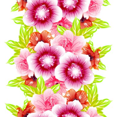 Sorunsuz vintage tarzı çiçek deseni. Renkli çiçek öğeleri