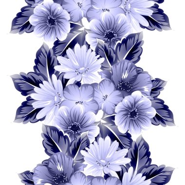 Sorunsuz vintage tarzı çiçek deseni. Kontur çiçek öğeleri