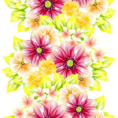 Sorunsuz vintage tarzı çiçek deseni. Renkli çiçek öğeleri