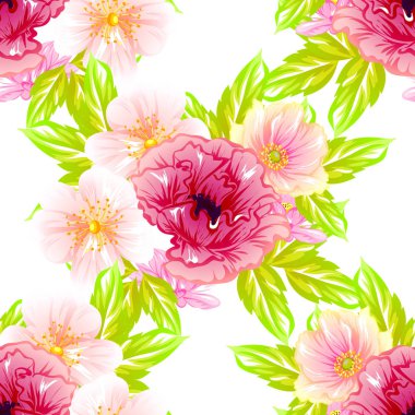 Sorunsuz vintage tarzı çiçek deseni. Renkli çiçek öğeleri