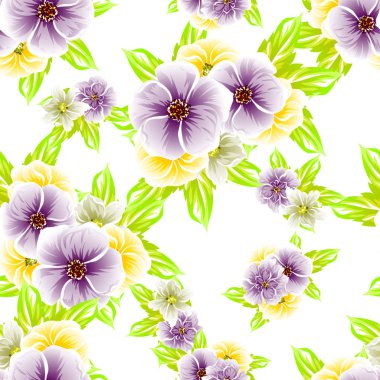 Sorunsuz vintage tarzı çiçek deseni. Renkli çiçek öğeleri