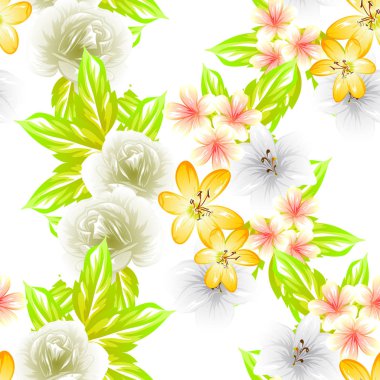 Sorunsuz vintage tarzı çiçek deseni. Renkli çiçek öğeleri