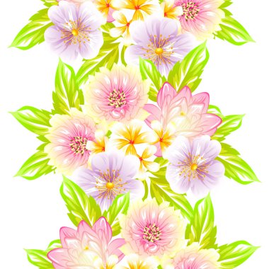 Sorunsuz vintage tarzı çiçek deseni. Renkli çiçek öğeleri