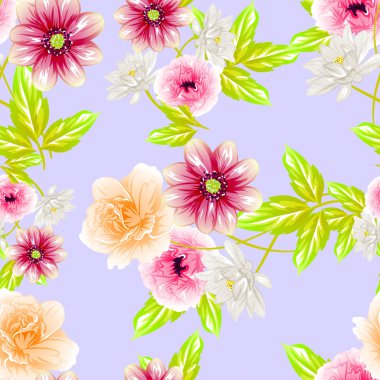 Sorunsuz vintage tarzı çiçek deseni. Renkli çiçek öğeleri
