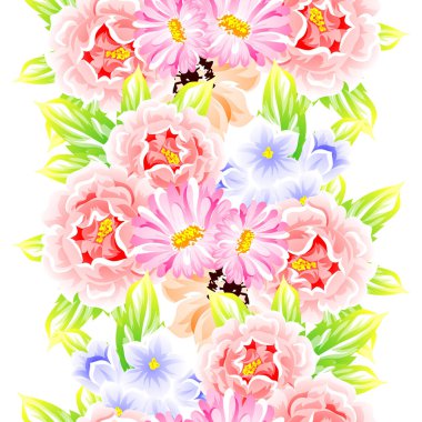 Sorunsuz vintage tarzı çiçek deseni. Renkli çiçek öğeleri