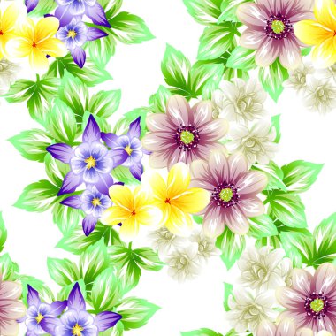 Sorunsuz vintage tarzı çiçek deseni. Renkli çiçek öğeleri