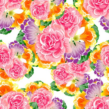 Sorunsuz vintage tarzı çiçek deseni. Renkli çiçek öğeleri