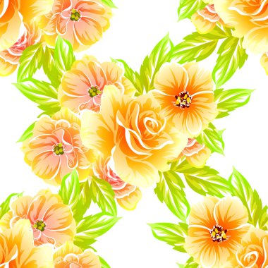 Sorunsuz vintage tarzı çiçek deseni. Renkli çiçek öğeleri